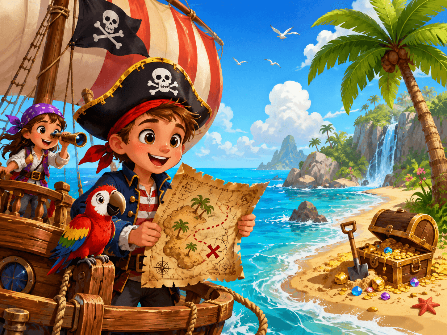 Pirate's Treasure Hunt illustrated story preview